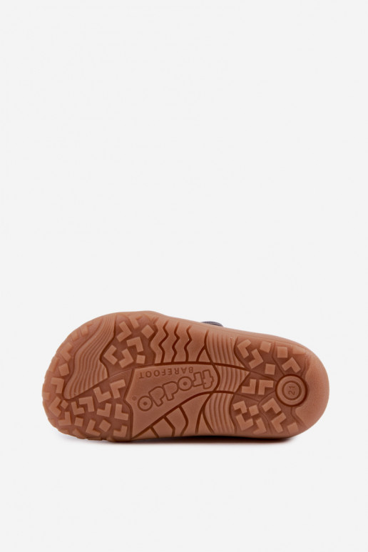 Kinderslippers voor jongens met klittenbandsluitingen Barefoot Dinozaurai Froddo G1700438-26 in grijs