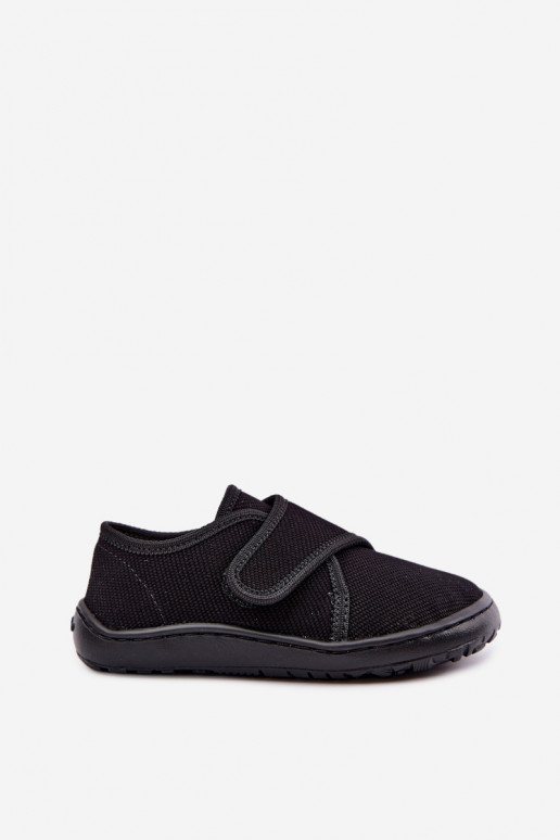 Kinderslippers voor jongens met klittenbandsluitingen Barefoot Froddo G1700438-15 in zwart