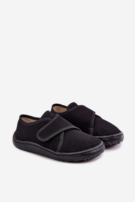 Kinderslippers voor jongens met klittenbandsluitingen Barefoot Froddo G1700438-15 in zwart