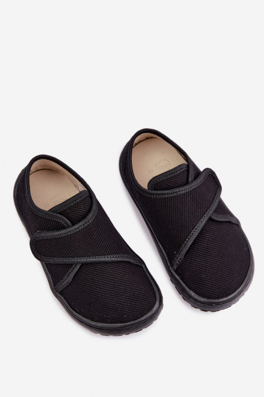 Kinderslippers voor jongens met klittenbandsluitingen Barefoot Froddo G1700438-15 in zwart