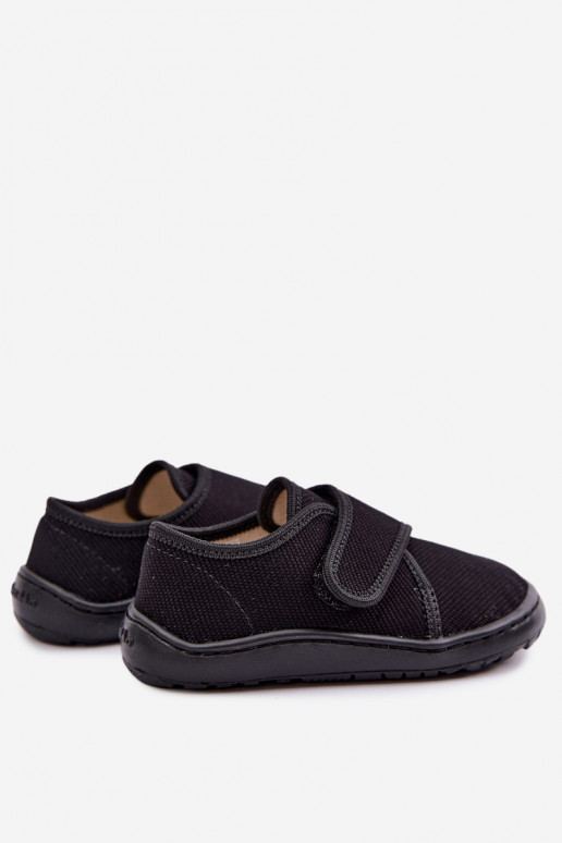 Kinderslippers voor jongens met klittenbandsluitingen Barefoot Froddo G1700438-15 in zwart