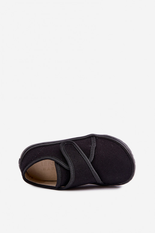Kinderslippers voor jongens met klittenbandsluitingen Barefoot Froddo G1700438-15 in zwart