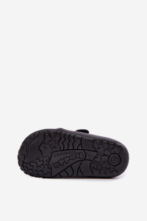 Kinderslippers voor jongens met klittenbandsluitingen Barefoot Froddo G1700438-15 in zwart