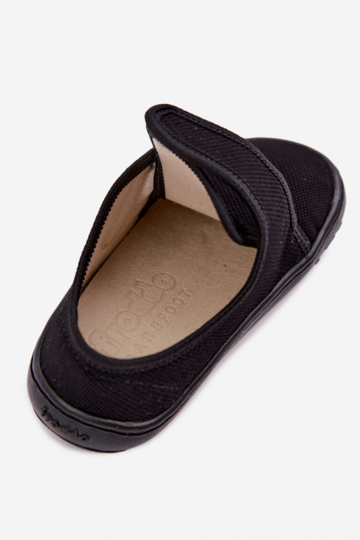 Kinderslippers voor jongens met klittenbandsluitingen Barefoot Froddo G1700438-15 in zwart