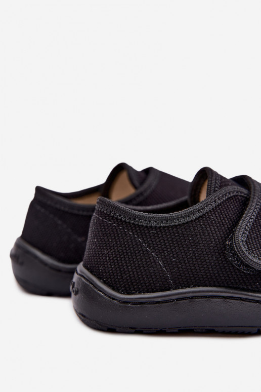 Kinderslippers voor jongens met klittenbandsluitingen Barefoot Froddo G1700438-15 in zwart