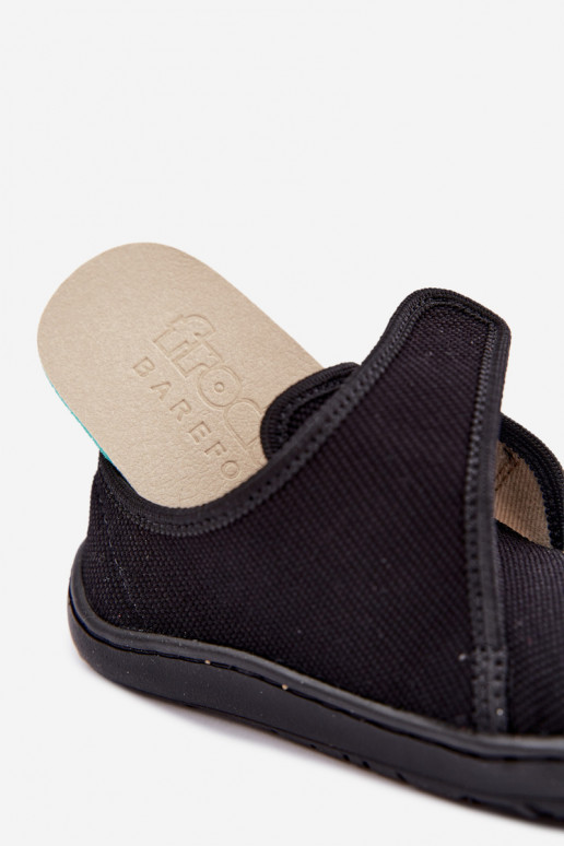 Kinderslippers voor jongens met klittenbandsluitingen Barefoot Froddo G1700438-15 in zwart