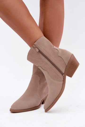 Faux suede cowboylaarzen met hakken in zandkleur Daliae