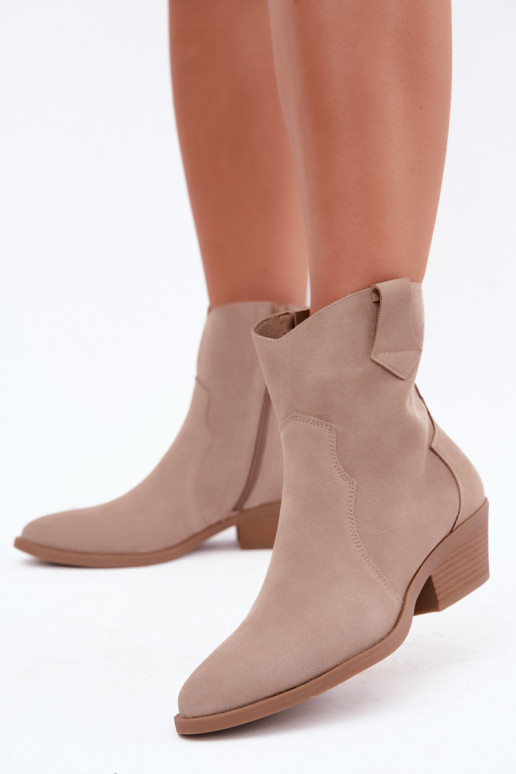 Faux suede cowboylaarzen met hakken in zandkleur Daliae