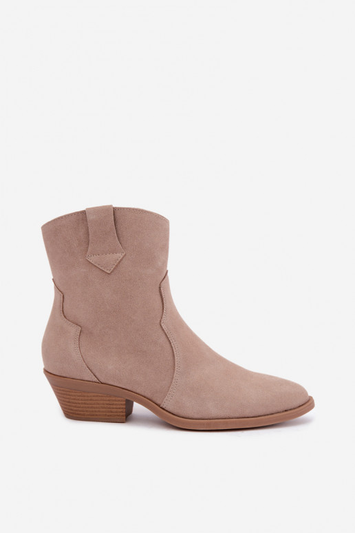 Faux suede cowboylaarzen met hakken in zandkleur Daliae