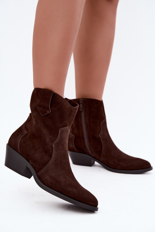 Faux suede cowboylaarzen met hakken in bruin Daliae