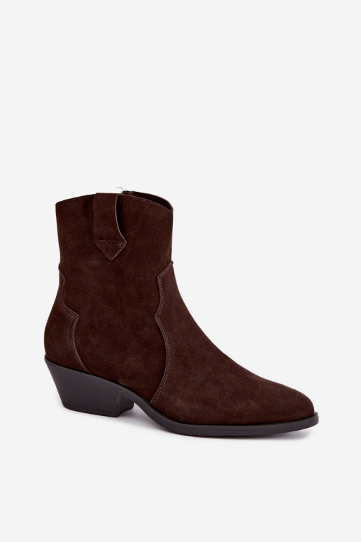 Faux suede cowboylaarzen met hakken in bruin Daliae