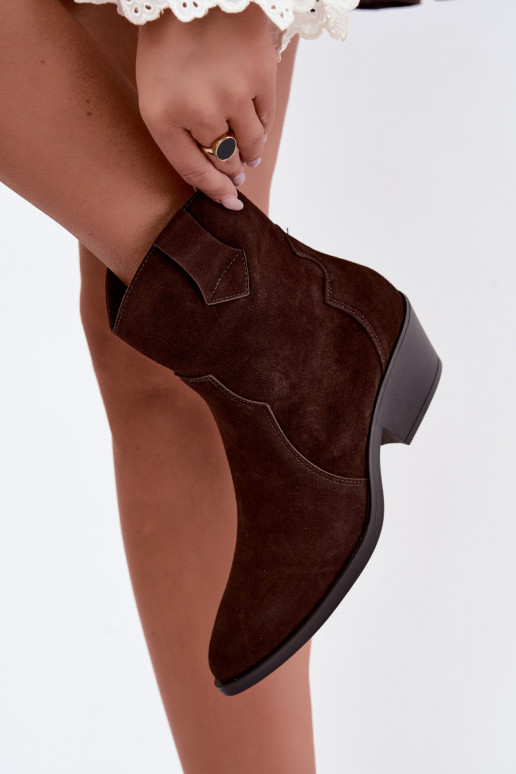 Faux suede cowboylaarzen met hakken in bruin Daliae