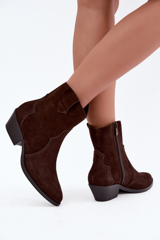 Faux suede cowboylaarzen met hakken in bruin Daliae
