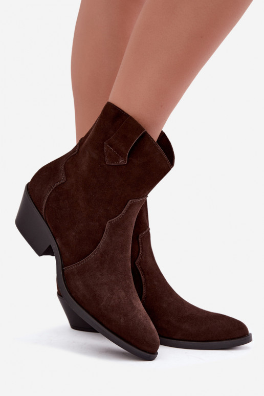 Faux suede cowboylaarzen met hakken in bruin Daliae