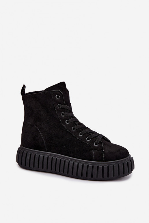 Warme casual schoenen van faux suede met platform in zwart Isaria