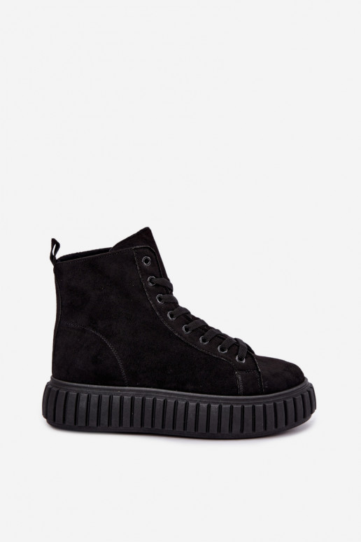 Warme casual schoenen van faux suede met platform in zwart Isaria