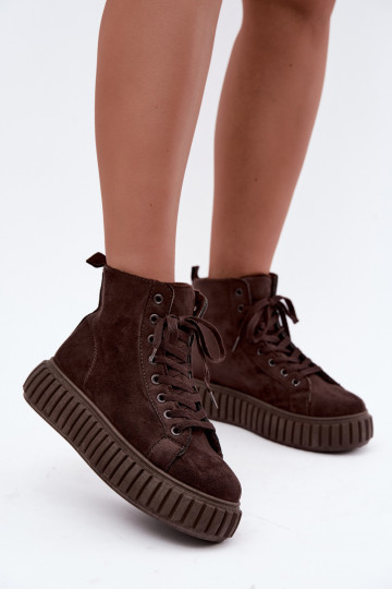 Warme casual schoenen van faux suede met platform in bruin Isaria 2