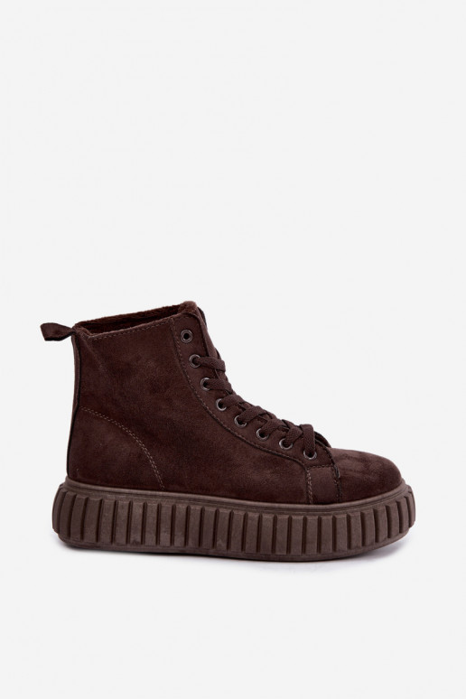 Warme casual schoenen van faux suede met platform in bruin Isaria