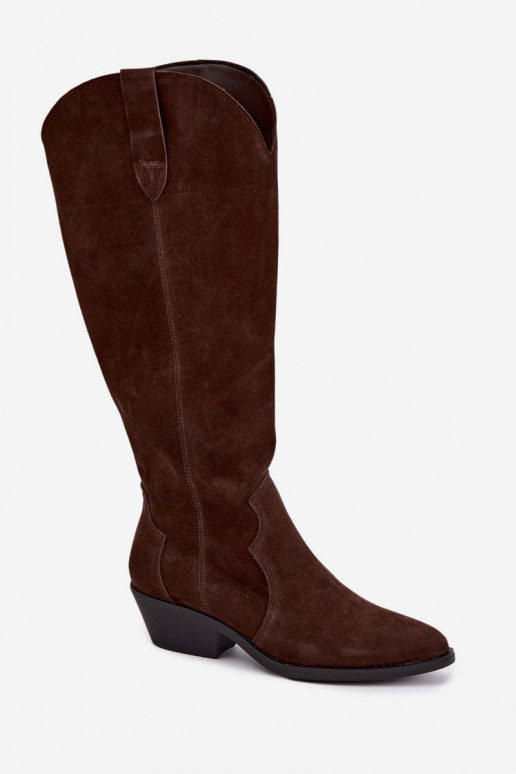 Faux suede cowboylaarzen in bruin Medira