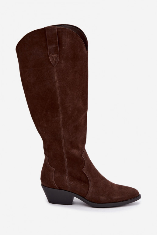 Faux suede cowboylaarzen in bruin Medira