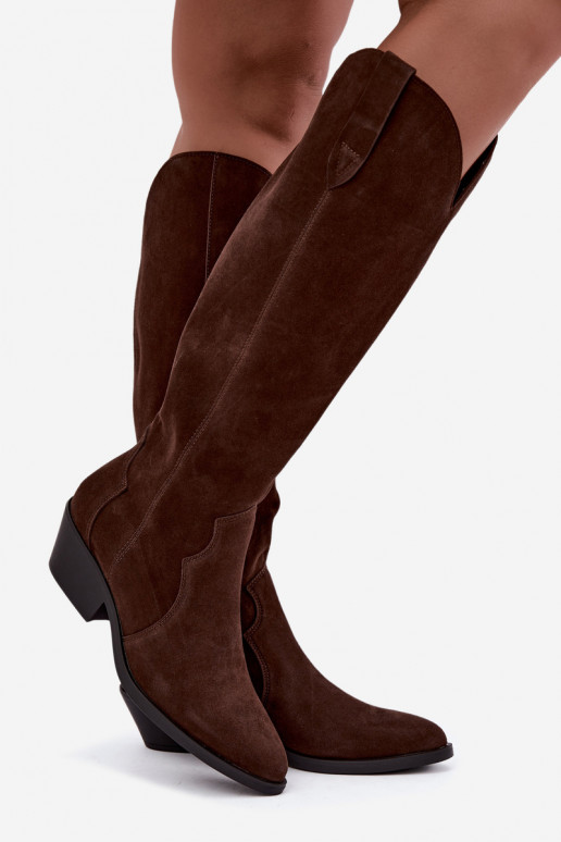 Faux suede cowboylaarzen in bruin Medira