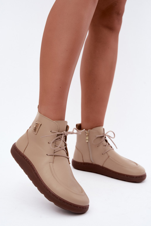 Leren dames barefoot warme schoenen in zandkleur Zazoo 3077