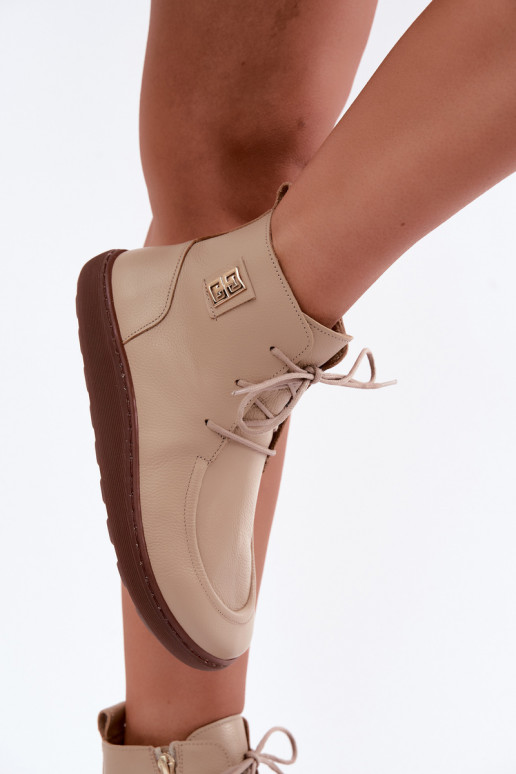Leren dames barefoot warme schoenen in zandkleur Zazoo 3077