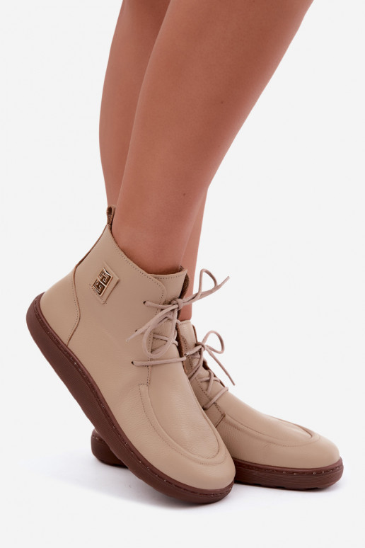 Leren dames barefoot warme schoenen in zandkleur Zazoo 3077