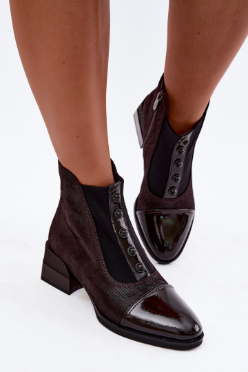 Leer Suede schoenen met hakken opInarmen D&A CR62-3188 CzekoladoIne