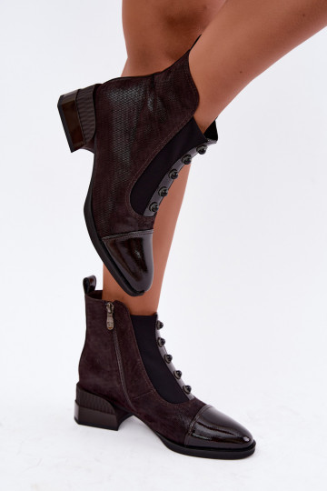 Suède laarzen met hakken geïsoleerd D&A CR62-3188 chocolade 2