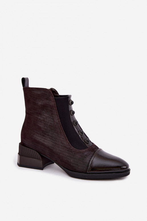 Suède laarzen met hakken geïsoleerd D&A CR62-3188 chocolade