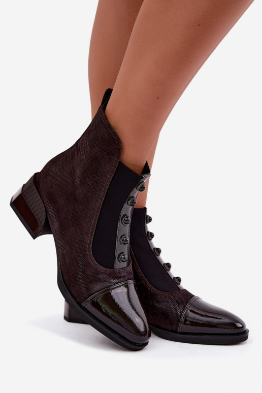 Suède laarzen met hakken geïsoleerd D&A CR62-3188 chocolade