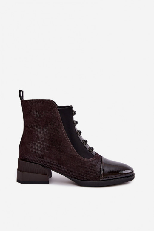 Suède laarzen met hakken geïsoleerd D&A CR62-3188 chocolade