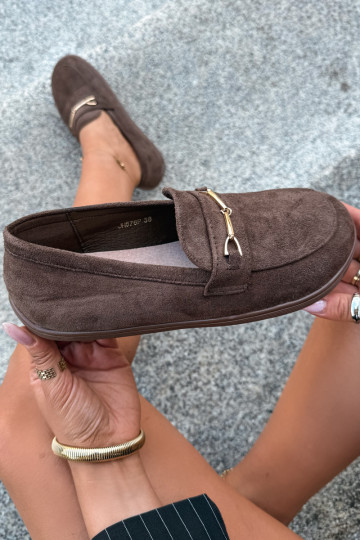 Gouden mocassins Barefoot Ze met bruine details Paresa 2