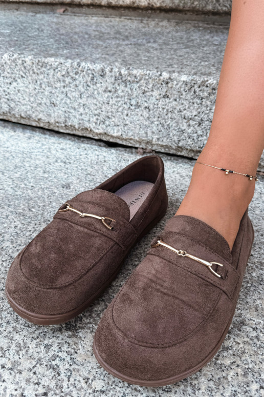 Gouden mocassins Barefoot Ze met bruine details Paresa