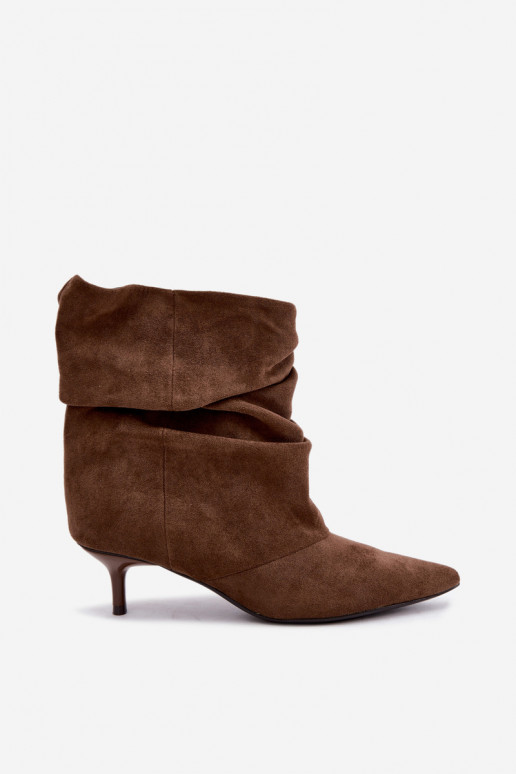 Khaki instap enkellaarsjes met hakken Loralia