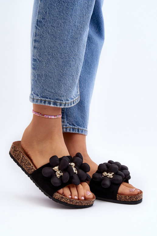 Dames slippers met decoratieve details Bunlia in zwarte kleur