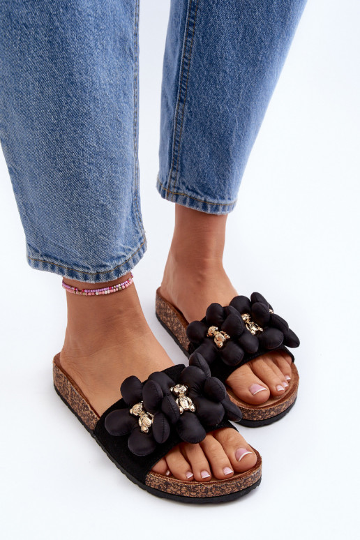 Dames slippers met decoratieve details Bunlia in zwarte kleur
