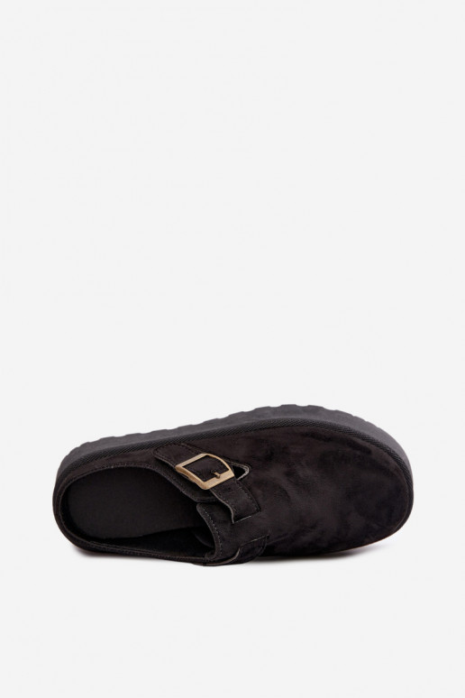 Zwarte dames slippers met platform en gespen Cressa