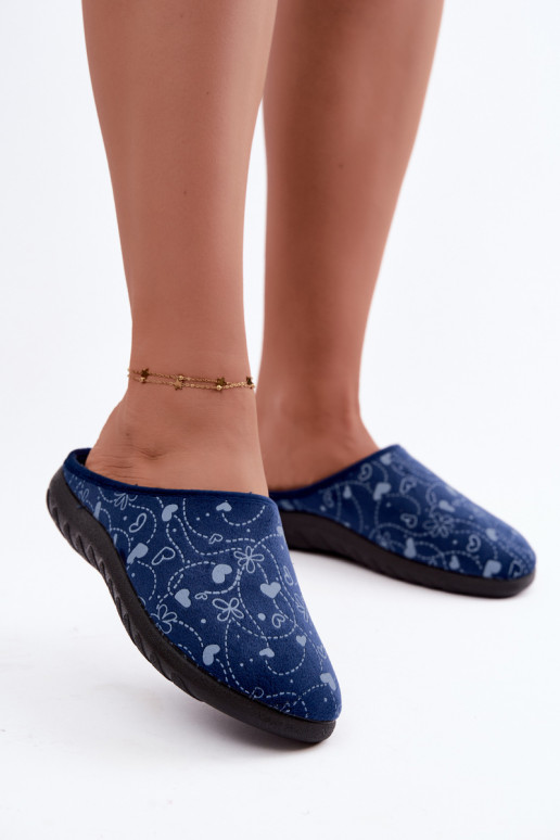 Donkerblauwe dameslippers met patronen Inblu ET000041