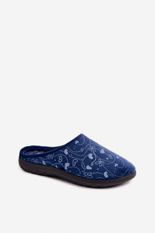 Donkerblauwe dameslippers met patronen Inblu ET000041