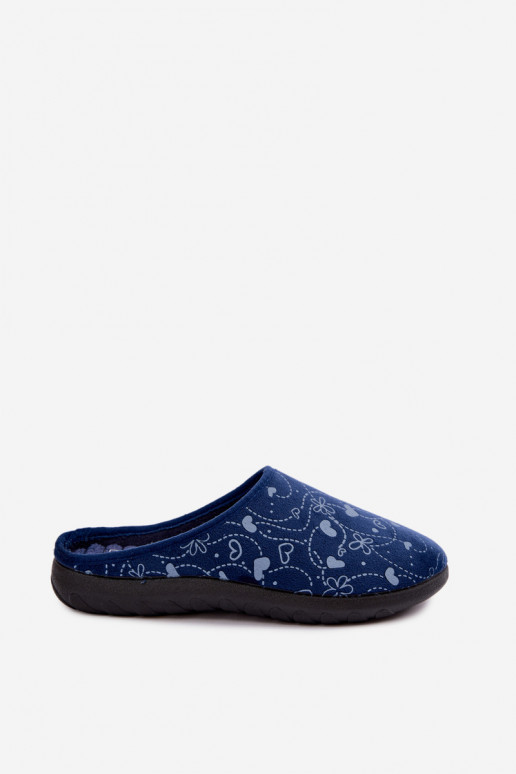 Donkerblauwe dameslippers met patronen Inblu ET000041
