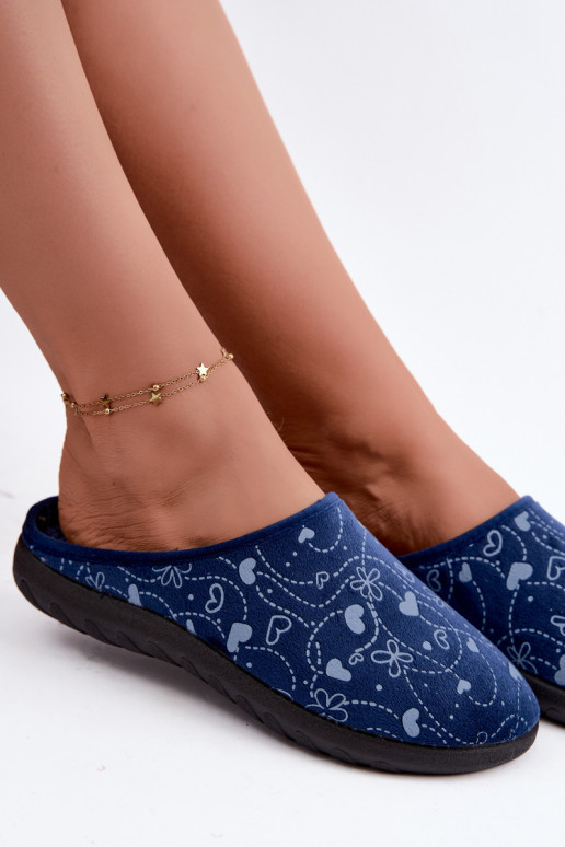 Donkerblauwe dameslippers met patronen Inblu ET000041