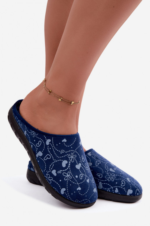 Donkerblauwe dameslippers met patronen Inblu ET000041