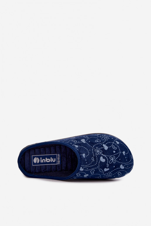 Donkerblauwe dameslippers met patronen Inblu ET000041