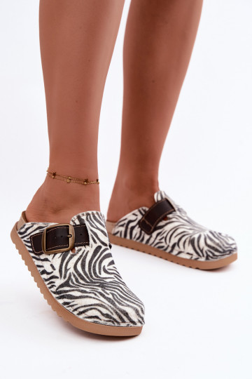 Slippers Klompen Dames met gespen DJ000016 Zebra 2