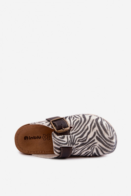 Zebra damesklompen met gespen DJ000016