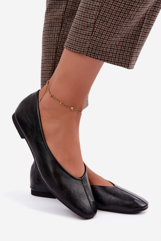 Ballerina's met decoratieve stiksels in zwart Iralia