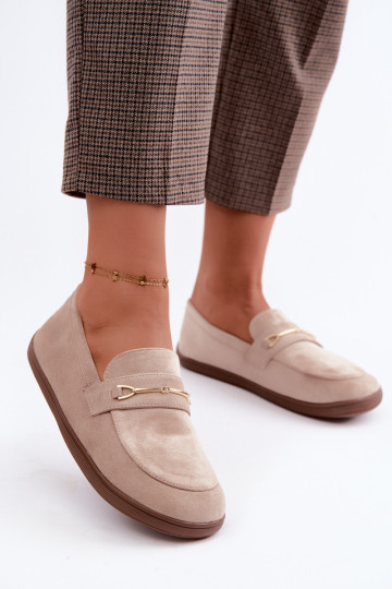 Mocassins met gouden details in zandkleur Paresa