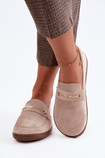 Mocassins met gouden details in zandkleur Paresa 2